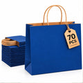 Large Kraft Paper Bags with Handle Bulk for Shopping,70pcs,Navy Blue