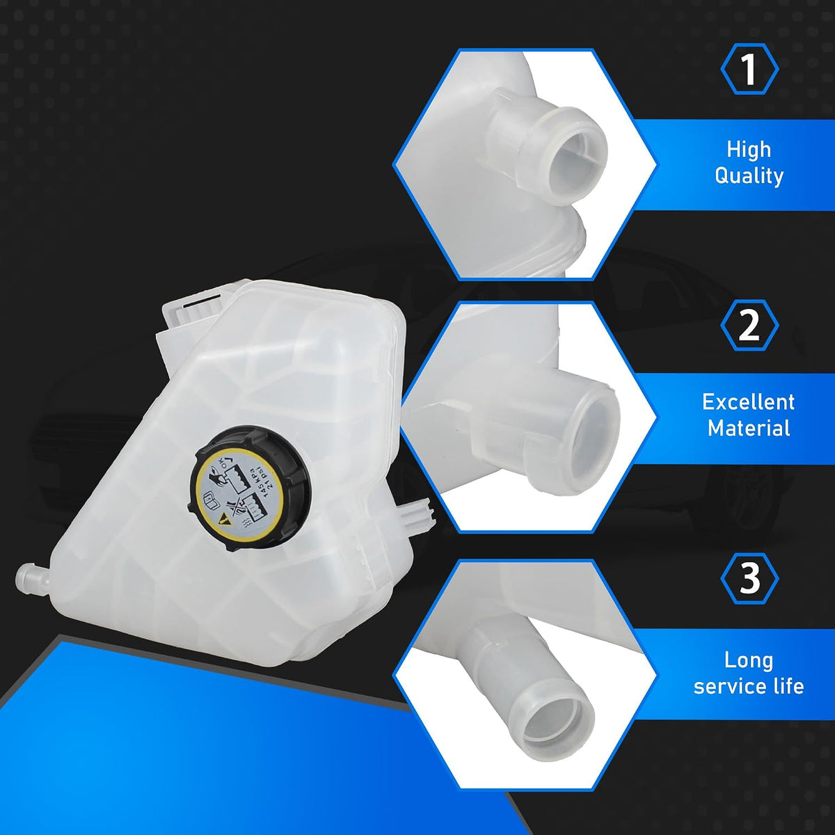 Engine Coolant Reservoir Tank with Cap Fit for 11-19 Ford Fiesta