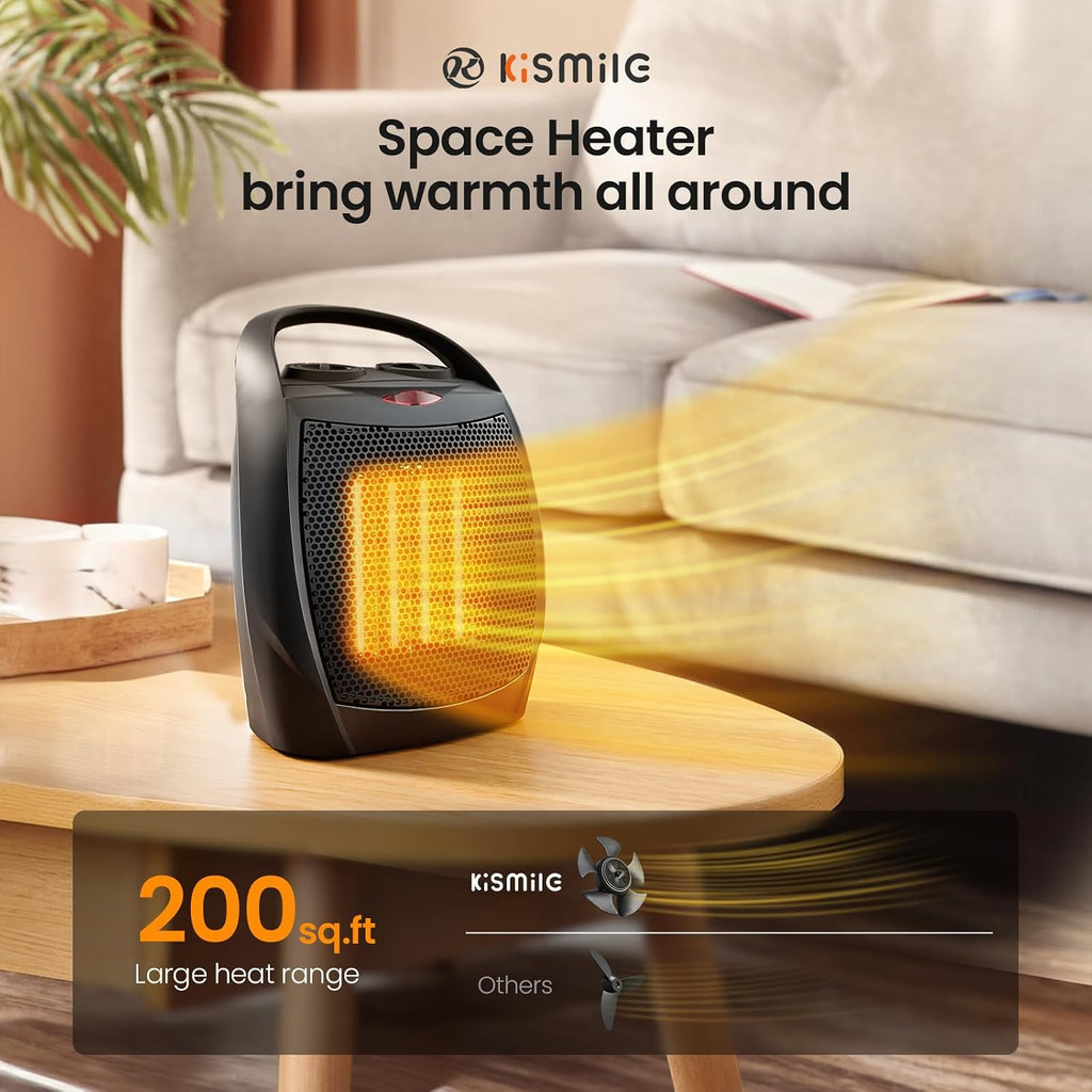 Small Electric Space Heater Ceramic Space Heater,Portable Heater Fan for Office with Adjustable Thermostat and