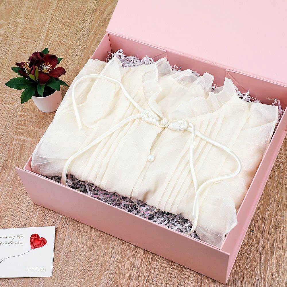 Pink Gift Box Large with Magnetic Closure Lid 13.5x11.8x4.7 Inches