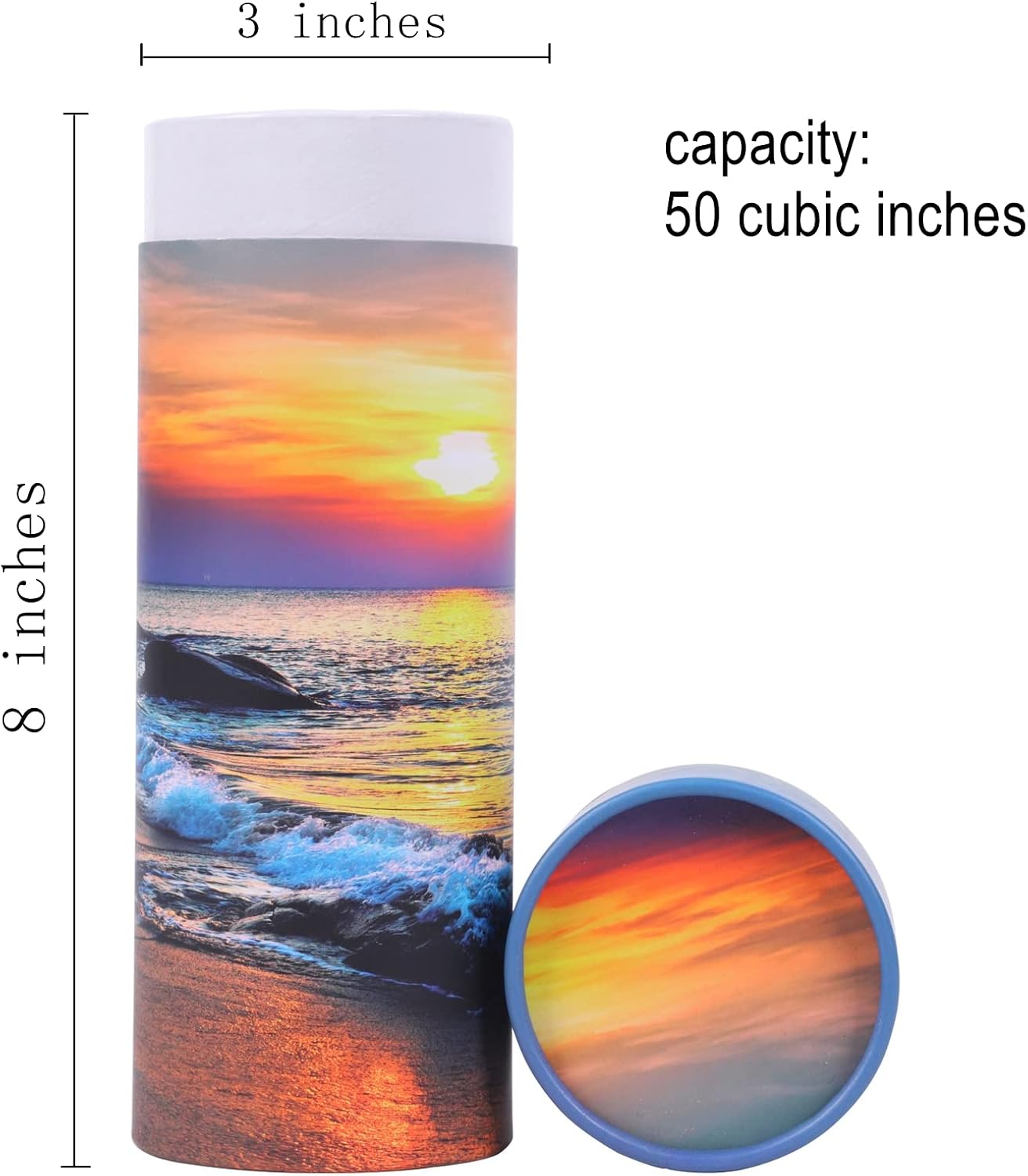 Ocean Sunset Scattering Urn – Biodegradable Scatter Tube for Ashes - Cremation Urn for Adult Ashes (Small)