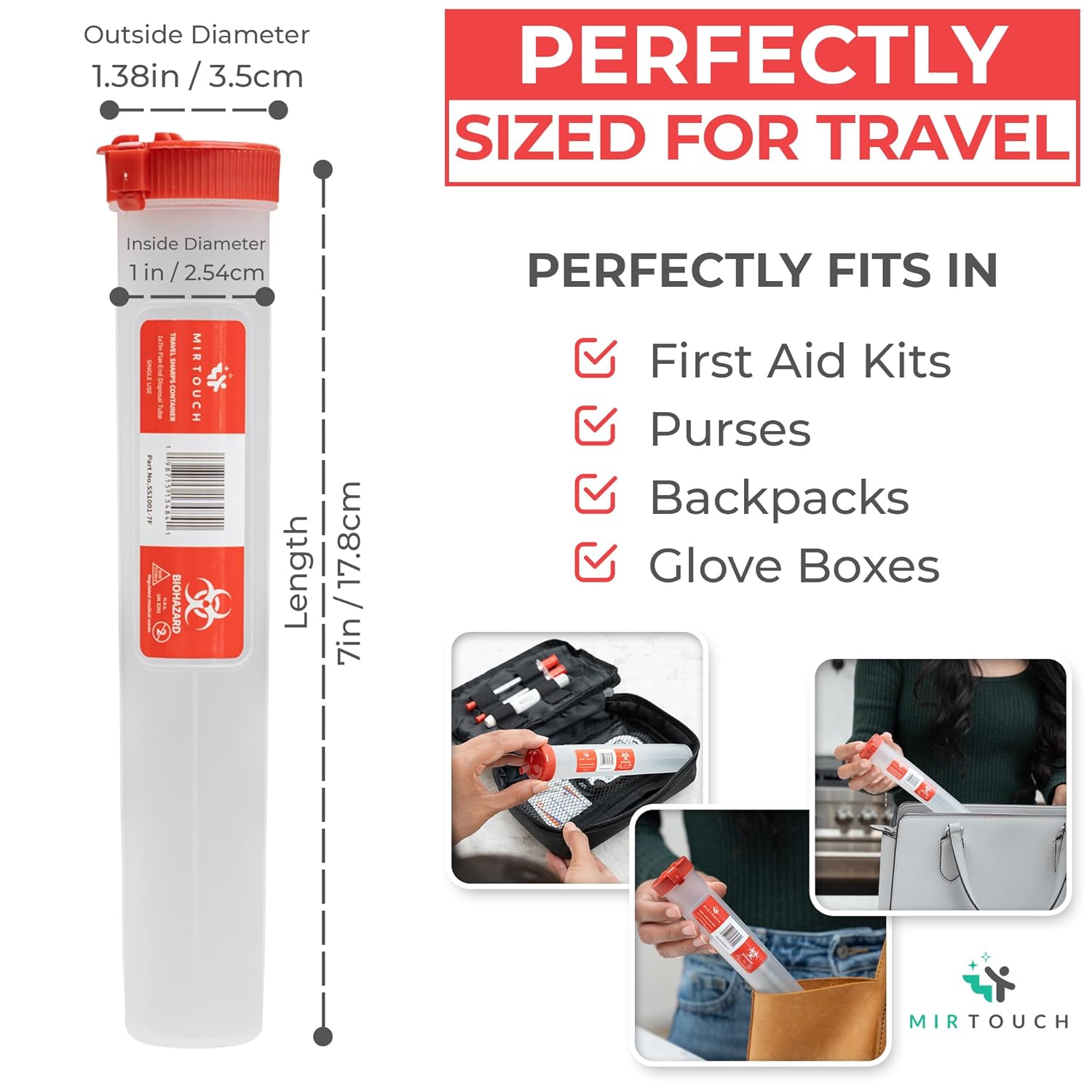 Travel-Sharps - Single Use Travel Sharps Container for AutoPens Needles Syringes - Portable Small Sharp Containers