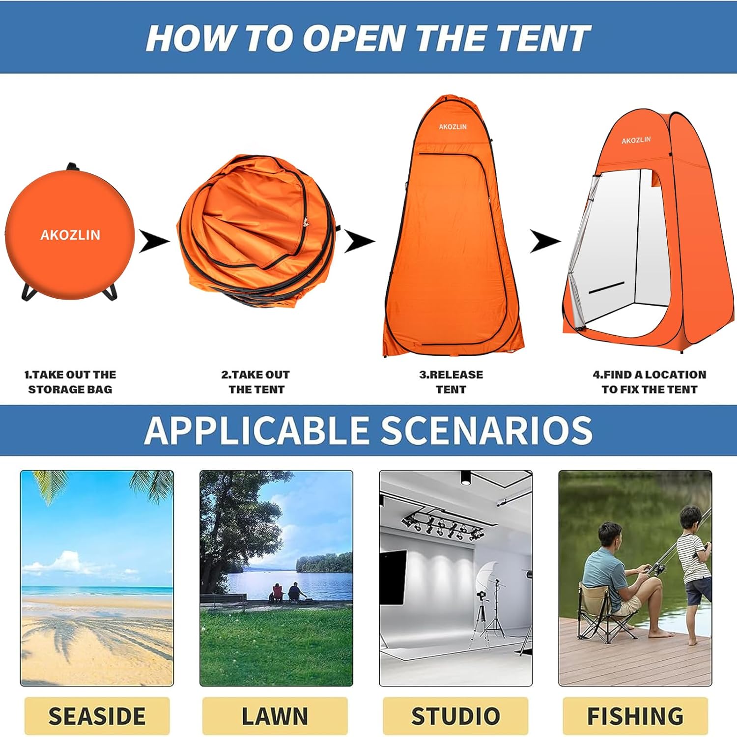 Portable Pop Up Shower Tent Instant Privacy Dressing Changing Shelter Outdoor Shower Room Camp Toilet Tent 47.2"