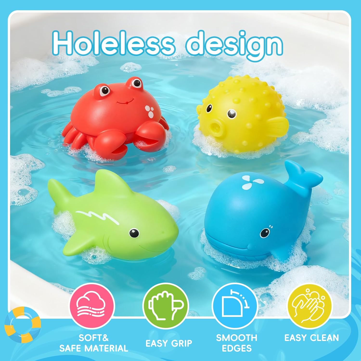 Baby Bath Toys for Kids Ages 1-3, 16PCS | Easy Clean Mold Free Bath Toys Toddlers 2-4 | Bathtub Pool Water Table Toys