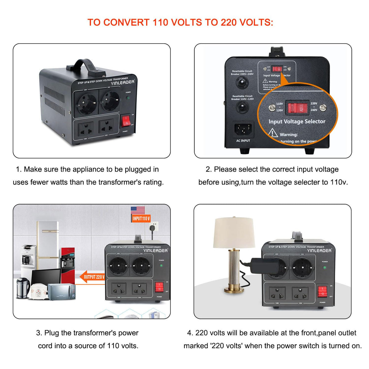 2000W Step Up/Down EU Voltage Transformer Converter 110V to 220V