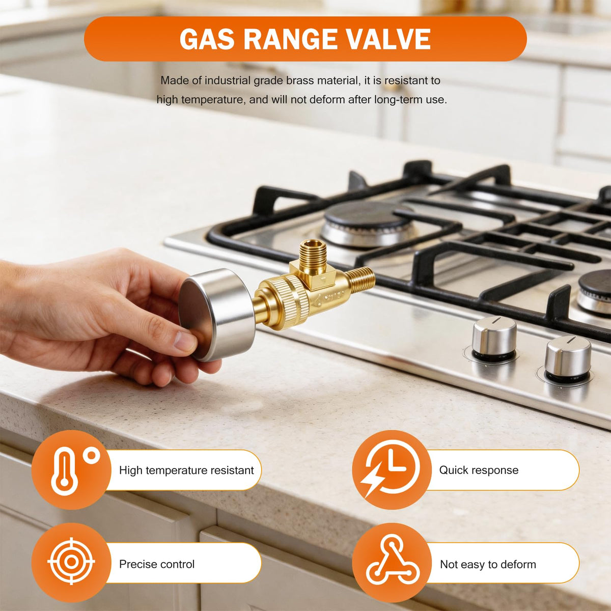 Smaeti Replacement Gas Burner Valve - 4418500200 Compatible with Jade Range, 1/8" MPT x 3/8"-27, 4-Pack Horizontal Split Valve, Compatible with JTRH-36B-36C, JTRH-36GT