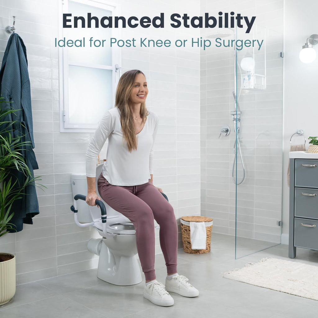 Toilet Safety Rails (250lb) - Adjustable Toilet Safety Rails, Toilet Bar for Elderly Adults, Toilets Rails for