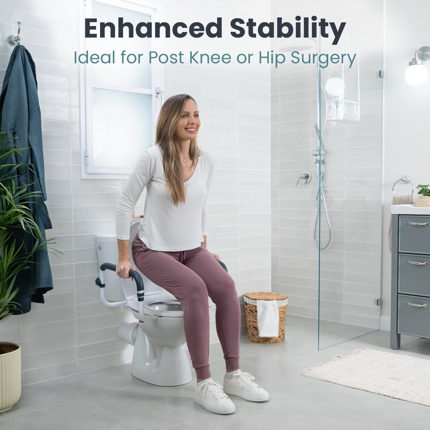 Toilet Safety Rails (250lb) - Adjustable Toilet Safety Rails, Toilet Bar for Elderly Adults, Toilets Rails for