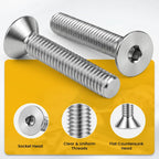 1/4-20 x 1 Flat Head Socket Cap Screws Countersunk Bolts, Allen Socket Drive, Stainless Steel 18-8 (304), Bright Finish, 50 PCS