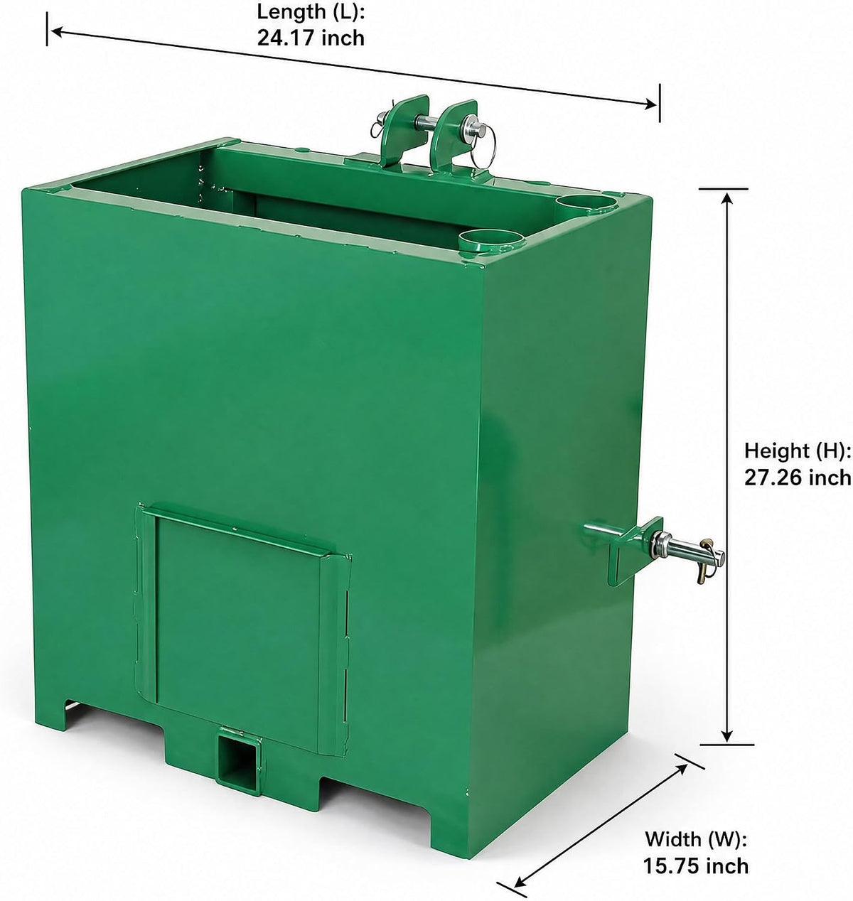 Heavy Duty Tractor Ballast Box, 800 Lb Capacity 3 Point Ballast Hitch Box with 2" Quick Hitch Receiver, Category 1