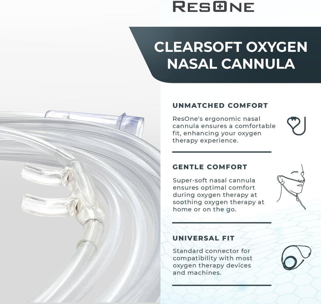 7Ft Soft Adult Oxygen Nasal Cannula 5-Pack - Curved Prongs, Crush-Resistant Tubing - Nasal Tubes, Oxygen Concentrator