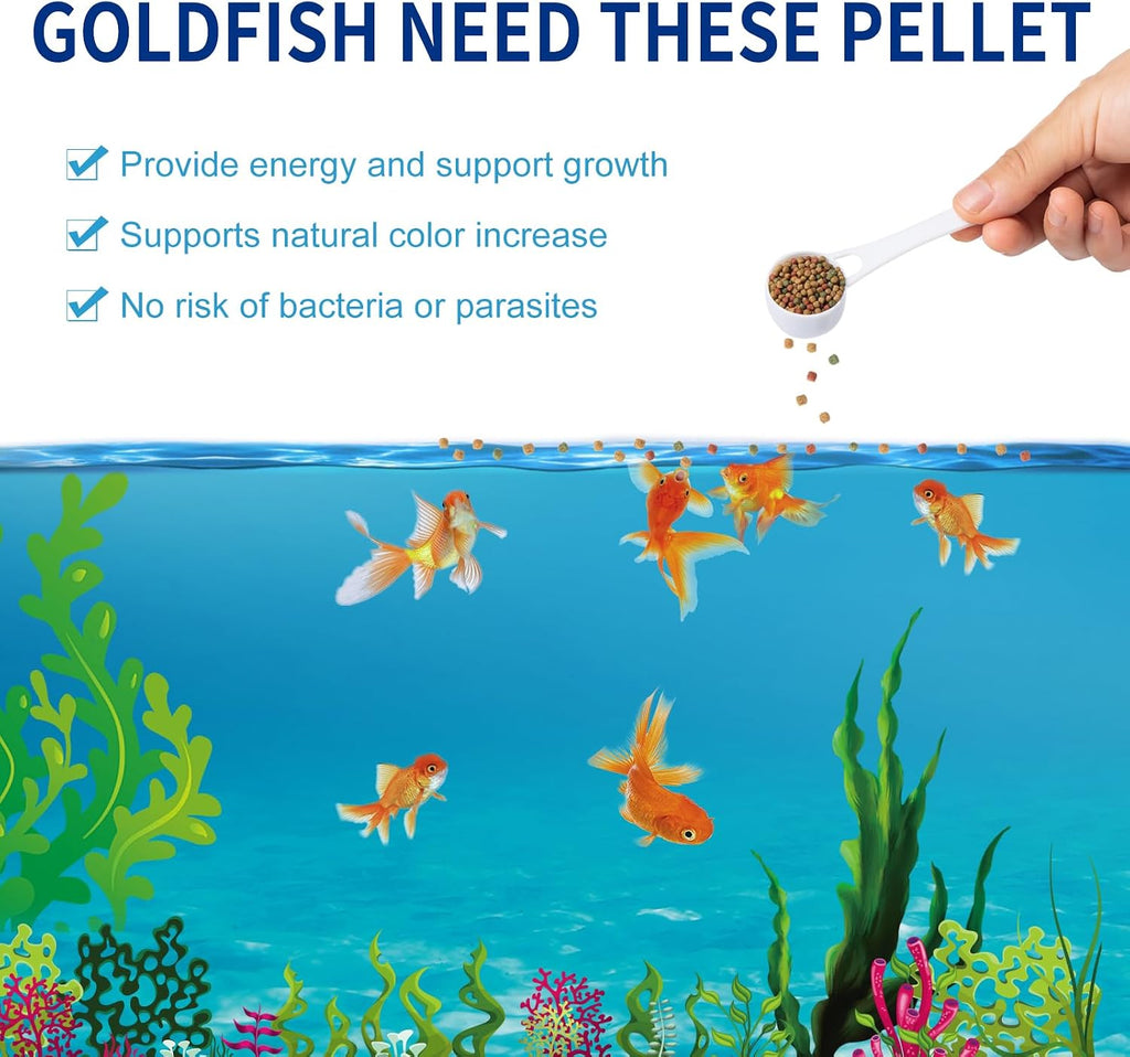 Floating Goldfish Food Pellets 12oz - Pond Fish Food Growth Formula with Krill Spirulina Color Enhancing for Goldfish
