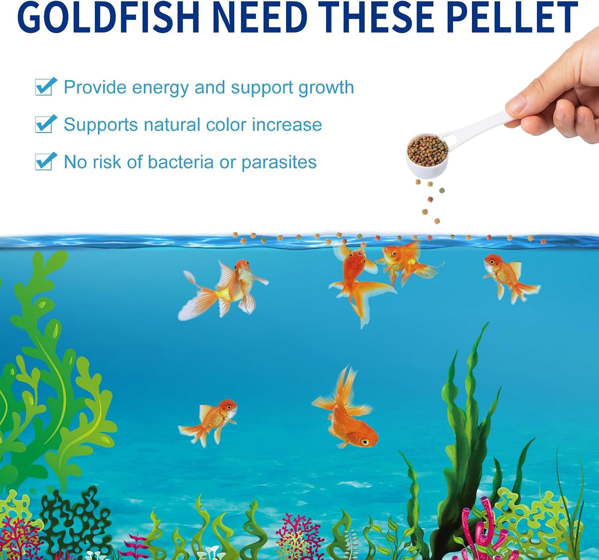 Floating Goldfish Food Pellets 12oz - Pond Fish Food Growth Formula with Krill Spirulina Color Enhancing for Goldfish