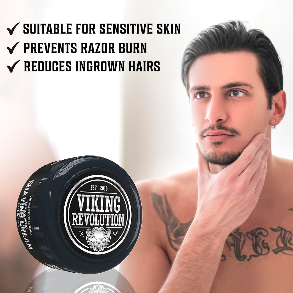 Shaving Cream for Men - Sandalwood - 5.3 oz | Soft, Smooth & Silky Shaving Soap - Rich Lather for Smoothest Shave