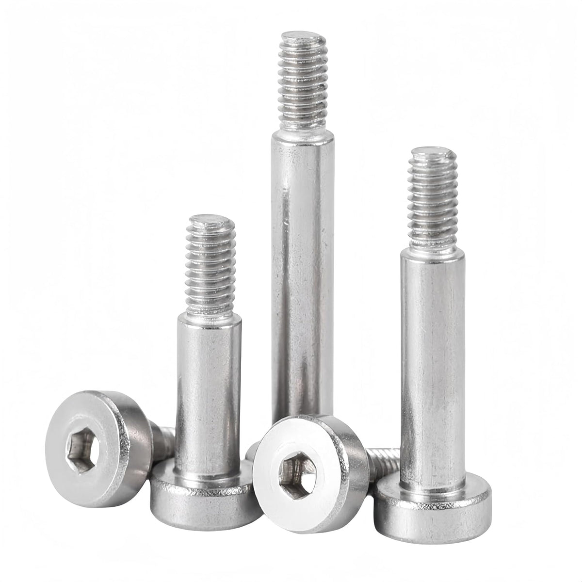 NACX M4 Hex Socket Shoulder Bolts, 5mm Shoulder Dia 6mm Shoulder Length, 304 Stainless Steel, 15Pcs, Silver, C935-939