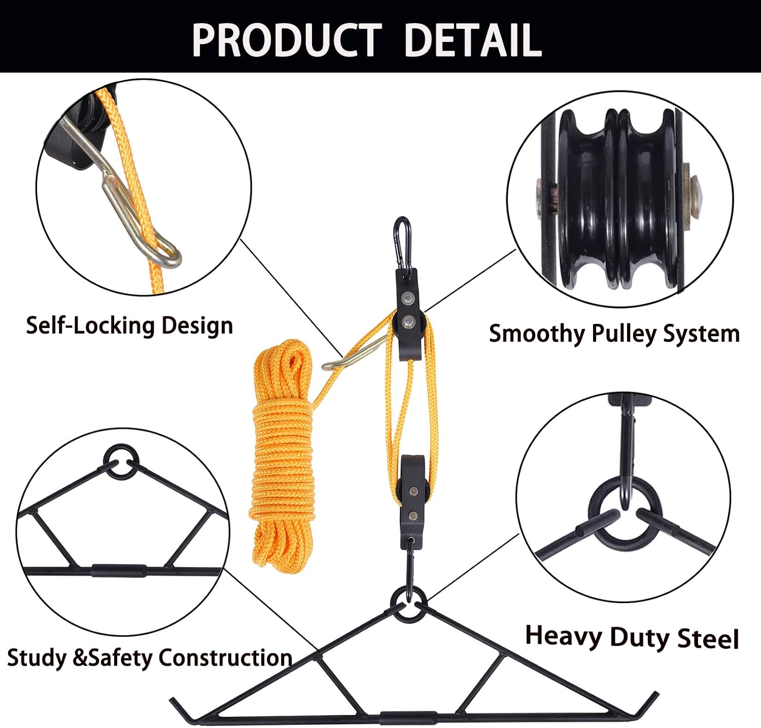 Deer Hanger Gambrel Hoist for Skinning Max to 700LB Deer Hunting Game Hoist Pulley Lift System for Hanging and