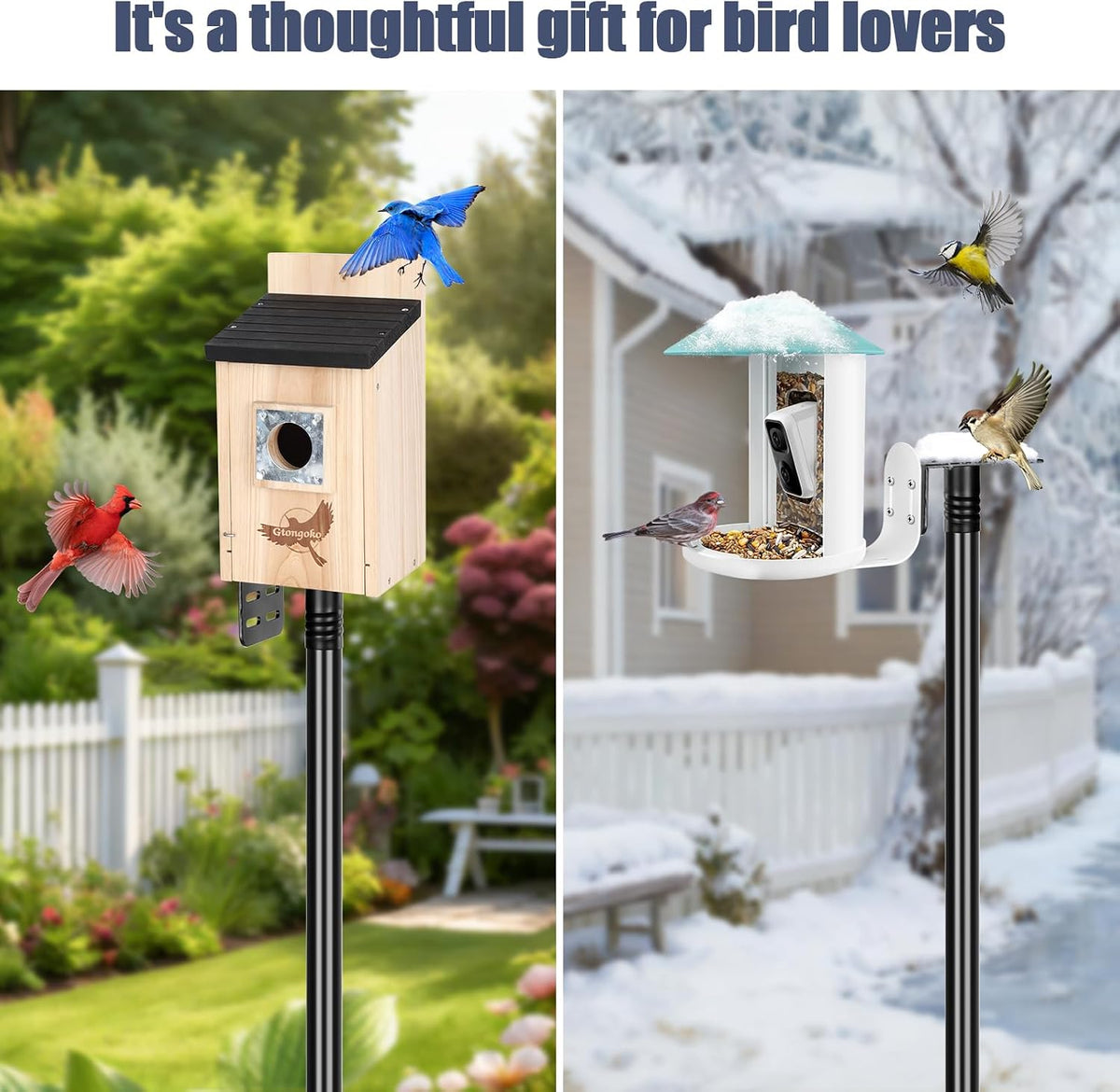 Smart Bird Feeder Pole 1-Inch Dia 79 Inch Bluebird House Pole for Outdoors Weather Station Heavy Duty Metal Mounting