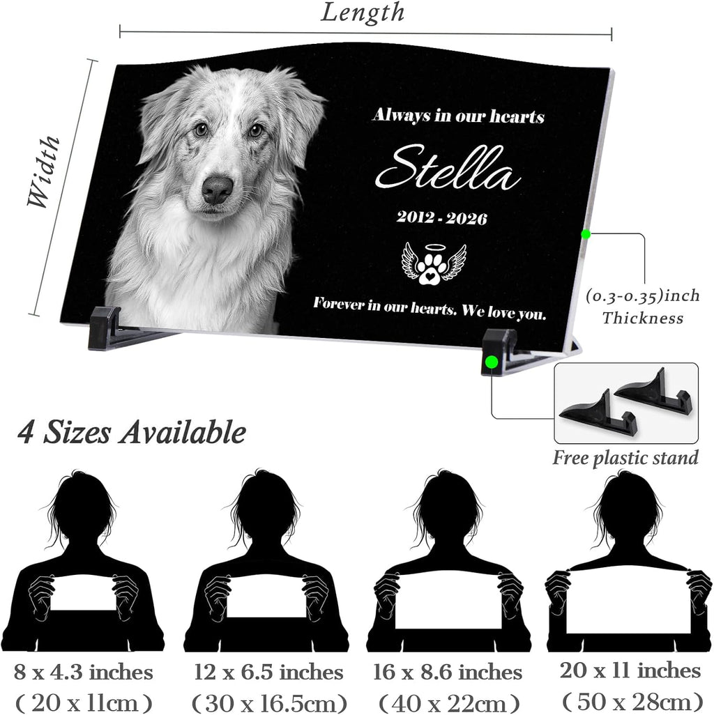 Personalized Pet Memorial Stone, Custom Granite Grave Marker for Dogs Cats