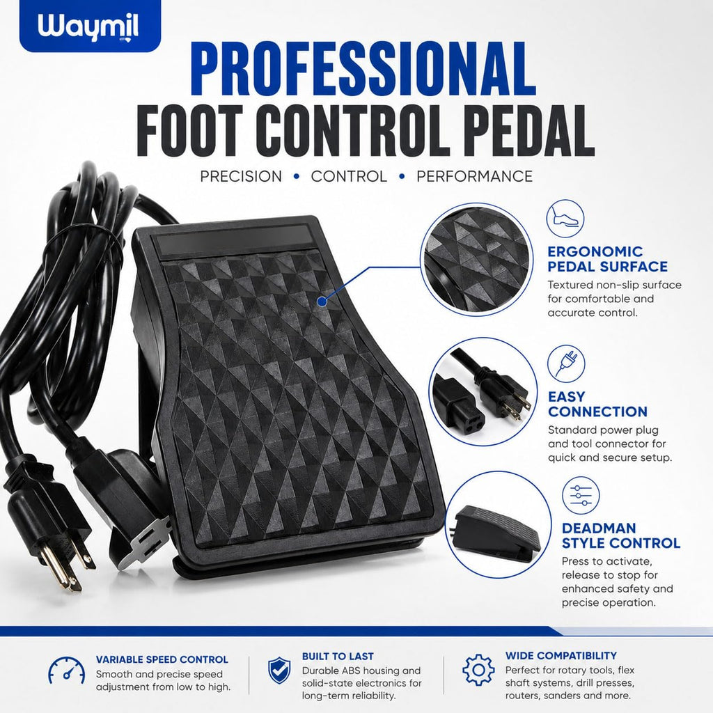 Variable Speed Foot Control Pedal for Flex Shaft Rotary Tools, Deadman Style ABS Foot Switch Controller for Jewelry