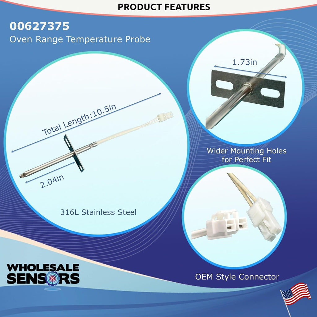 Replacement for Bosch 00627375 Oven Temperature Sensor Probe