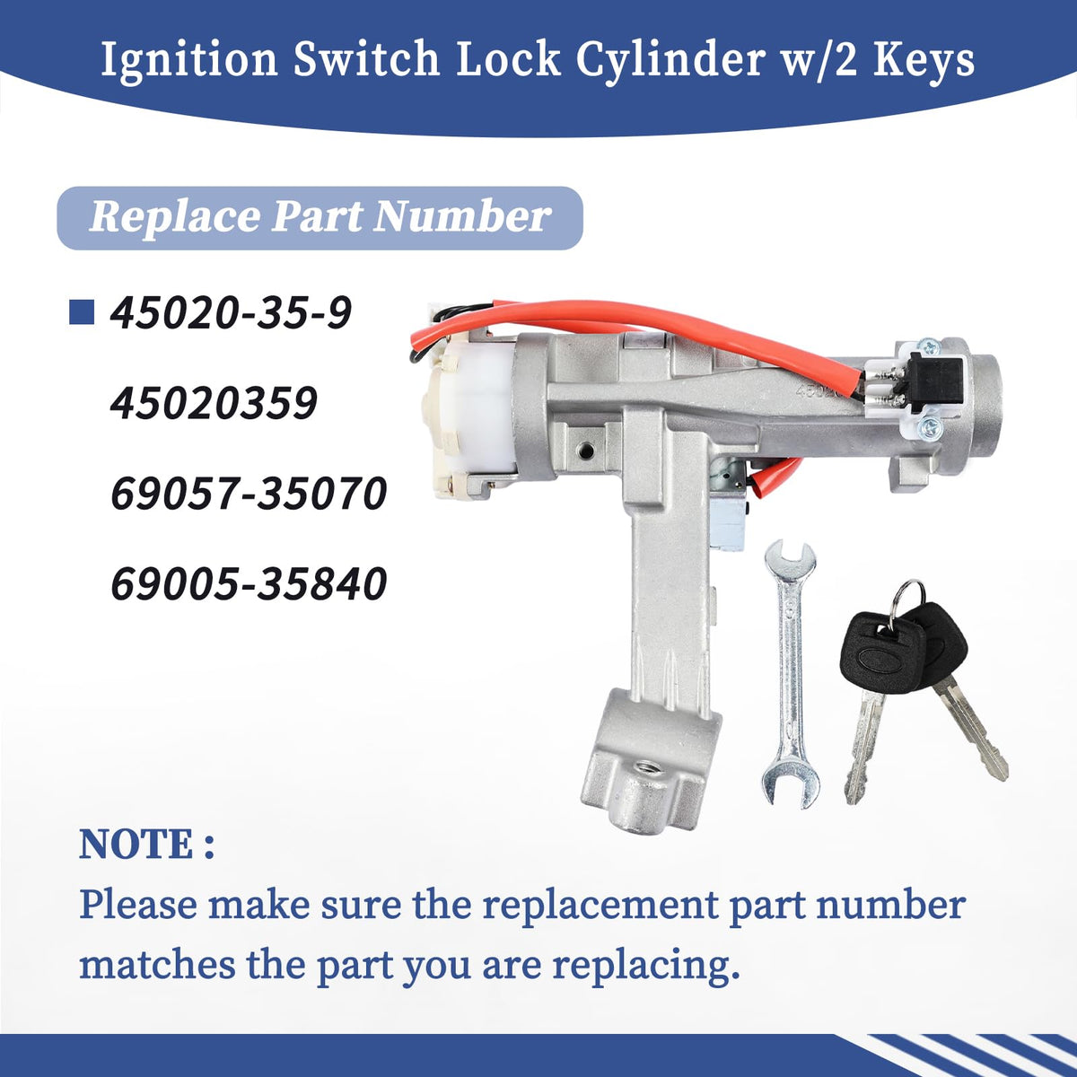 Getfarway Ignition Switch Lock Cylinder w/2 Keys Compatible with Toyota
