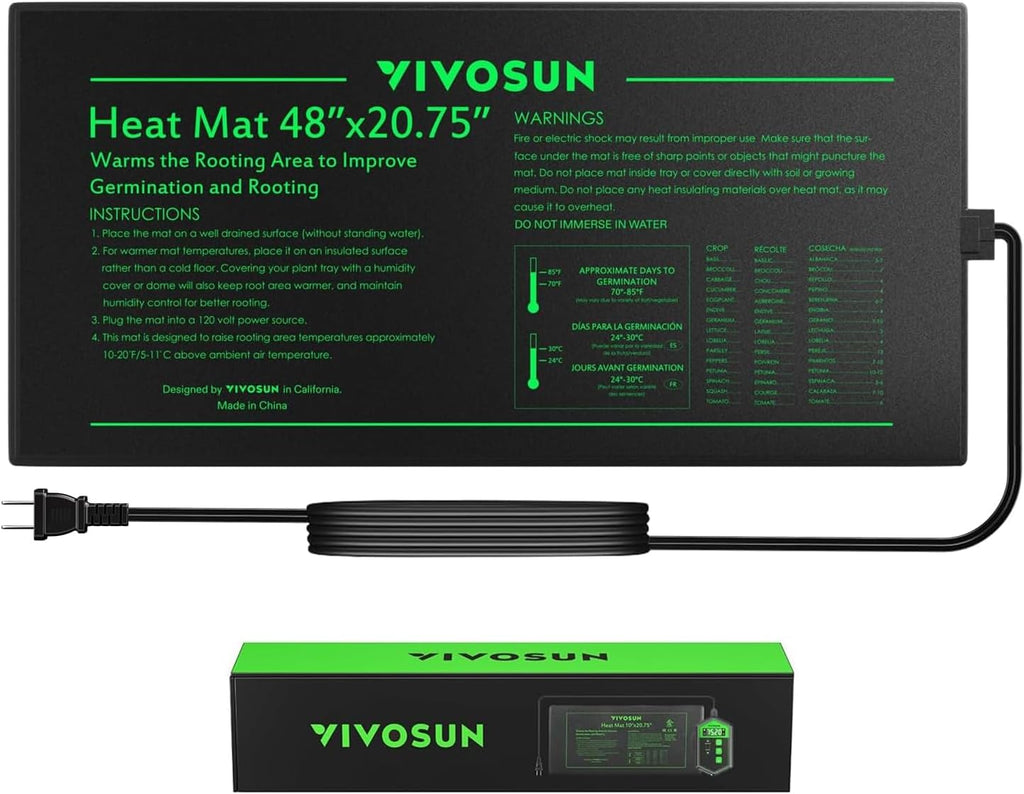 48" x 20.75" Durable Waterproof Seedling Heat Mat | UL & MET-Certified Warm Hydroponic Heating Pad for Germination