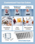 Commercial Ice Maker Machine, 80 lbs/24h with 6.8-13 lbs Storage Capacity, Countertop/Freestanding/Under Counter