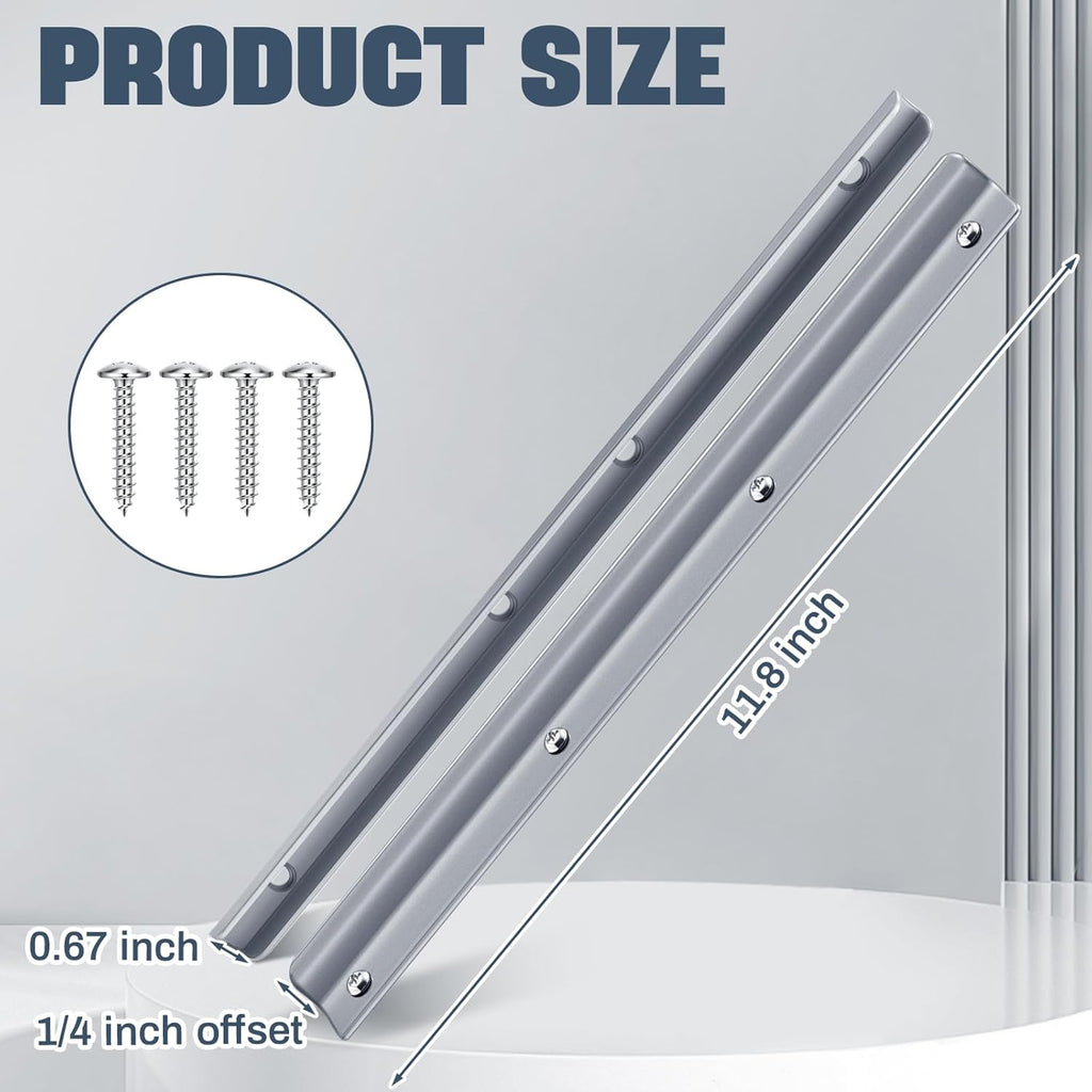 2 Pack 12 Inch Steel Door Latch Guard Plate Constructed Latch Shield Gray Painted Swing in Doors Plate Cover