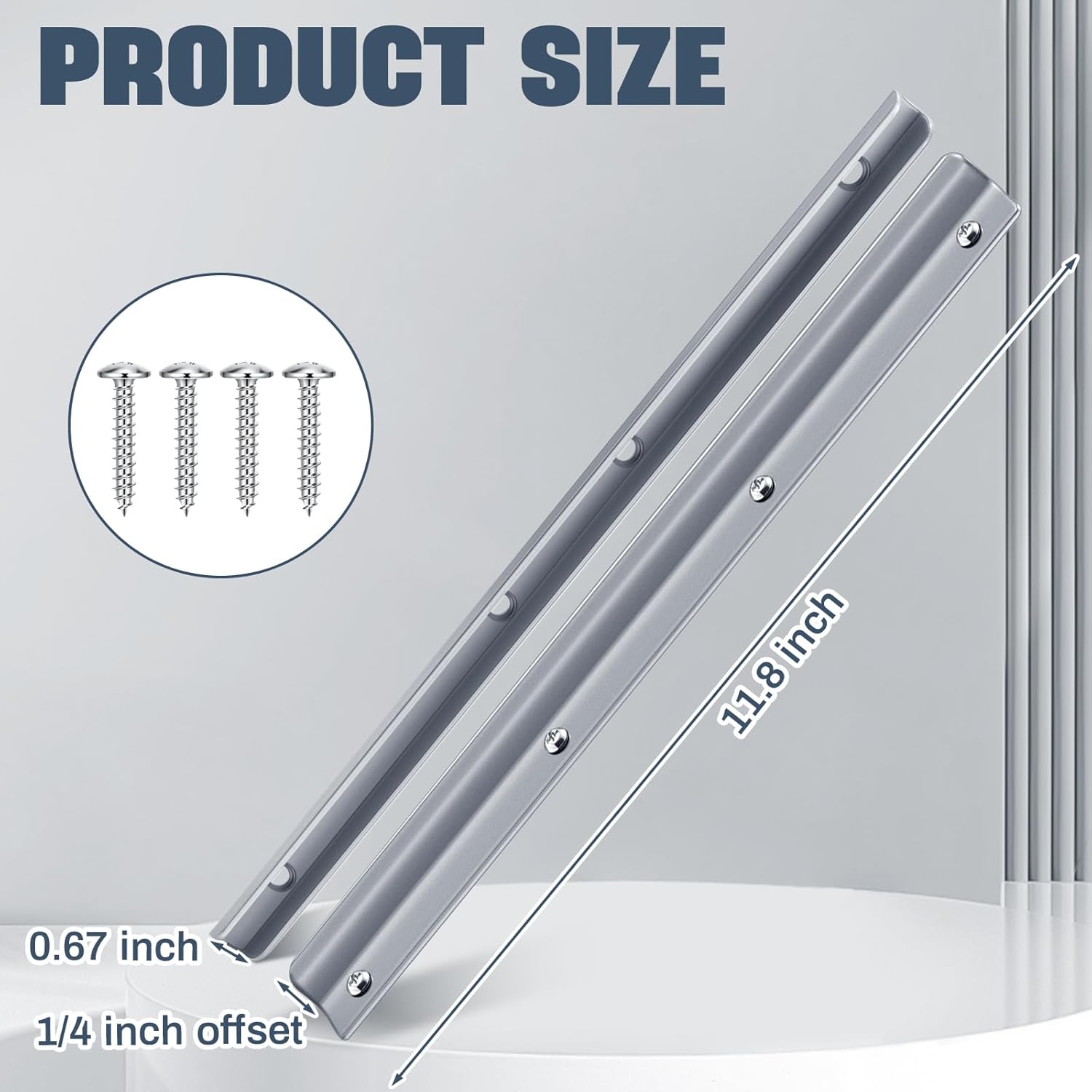 2 Pack 12 Inch Steel Door Latch Guard Plate Constructed Latch Shield Gray Painted Swing in Doors Plate Cover