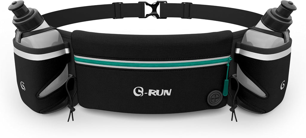 Hydration Running Belt with 2x10oz Bottles - Water Belts for Woman and Men - iPhone Belt for Any Phone Size - Fuel