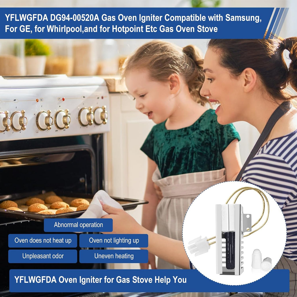 DG94-00520A Oven Igniter for Gas Stove,Oven Igniter for Sam-sung NX58H5600SS Nx58h9500WS,for G-E Whirl-pool Hot-point