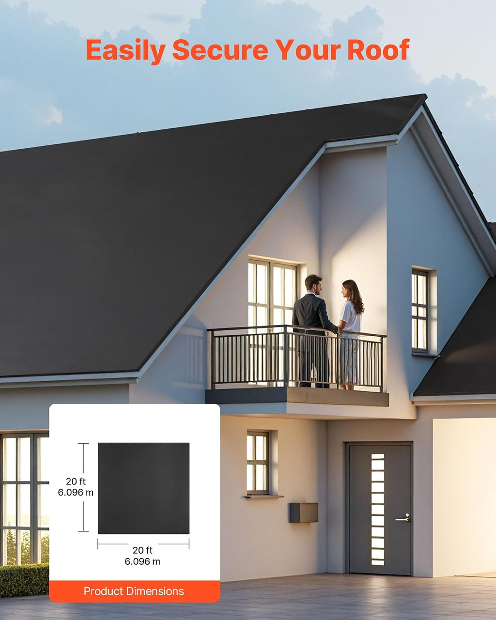 Roll Roofing, 20 x 20 ft, 45 mil EPDM Rubber Roofing, Long Lifespan & Weather-Resistant, Withstands Harsh