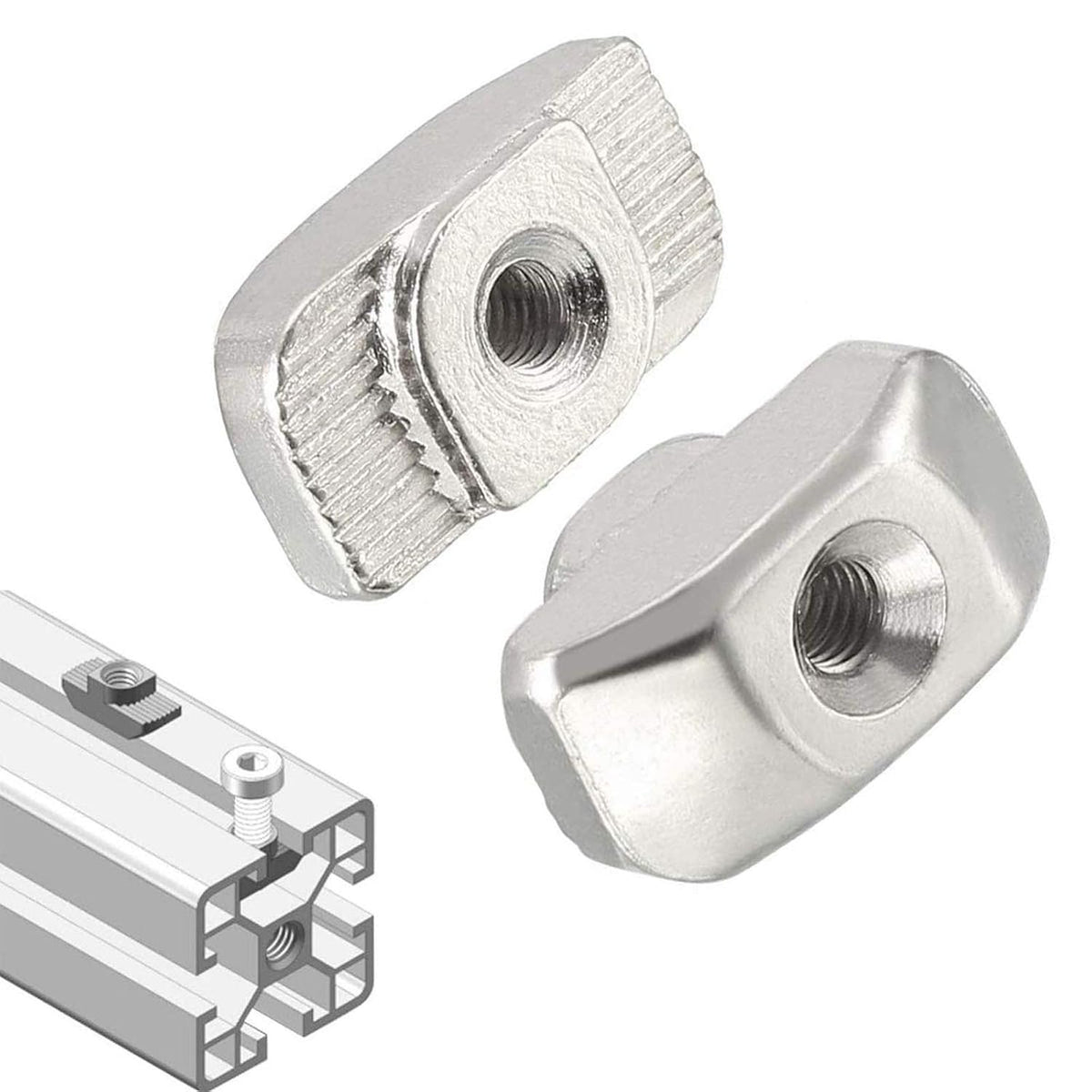 50pcs 3030 Series M6 Thread T Nuts Hammer Head Fastener Nut Sliding T-Nut,Nickel Plated Carbon Steel Nut for 30 Series Aluminum Extrusion Profile T Slot 8mm (3030 Series M6)