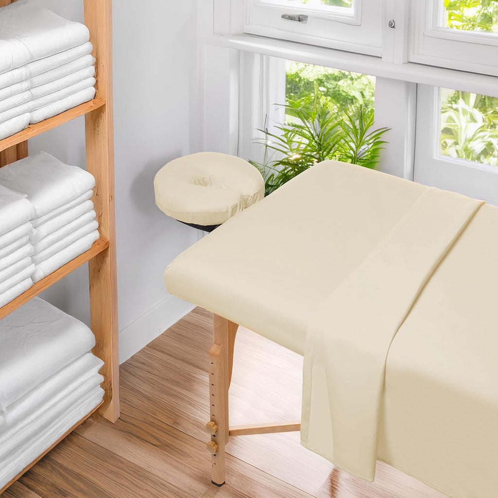 4-Pack Premium 100% Cotton Flannel Face Cradle Covers - Soft Cotton Fitted Massage Table Cradle Cover - Natural