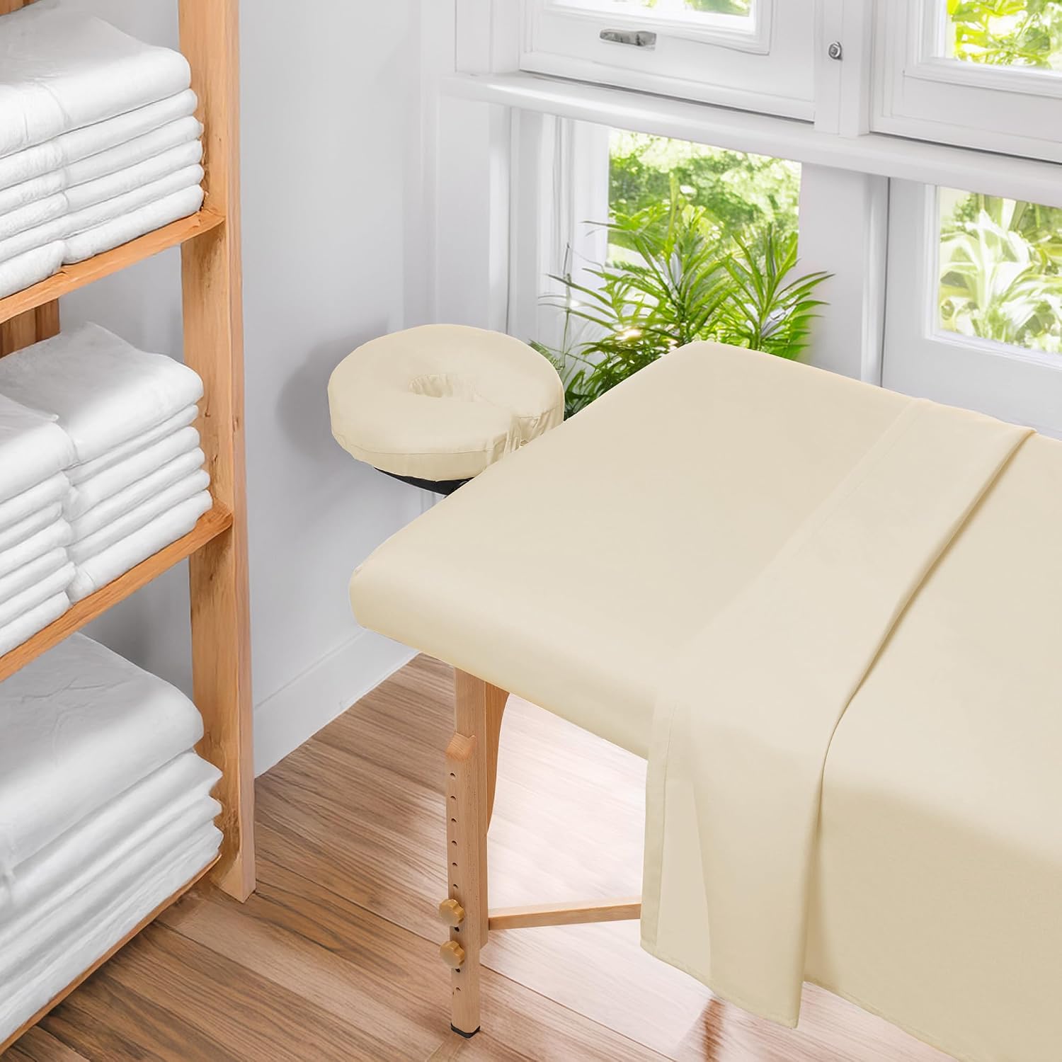 4-Pack Premium 100% Cotton Flannel Face Cradle Covers - Soft Cotton Fitted Massage Table Cradle Cover - Natural