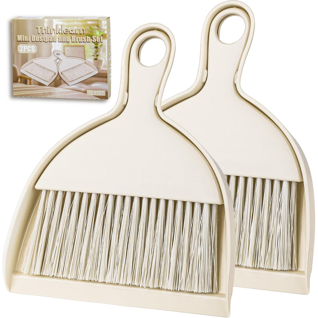 2PCS Small Dust Pan and Brush Set, Mini Broom Dustpan Kit