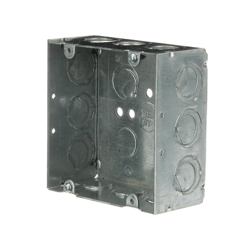Steel City 4-11/16 Square Box, 42 Cu in, 1/2 and 3/4 in E-KO