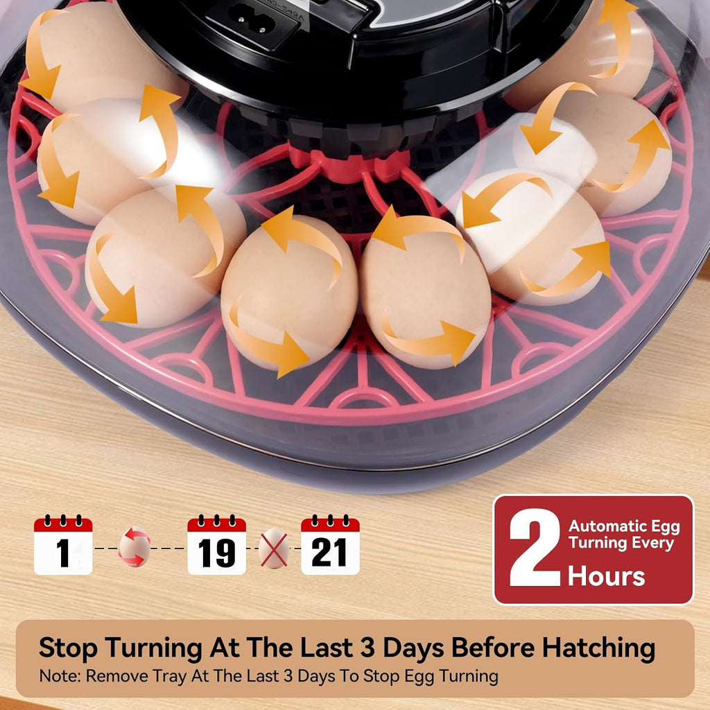 12 Egg Incubators for Hatching Eggs, Chicken Egg Incubator with Automatic Egg Turning and Temperature Humidity
