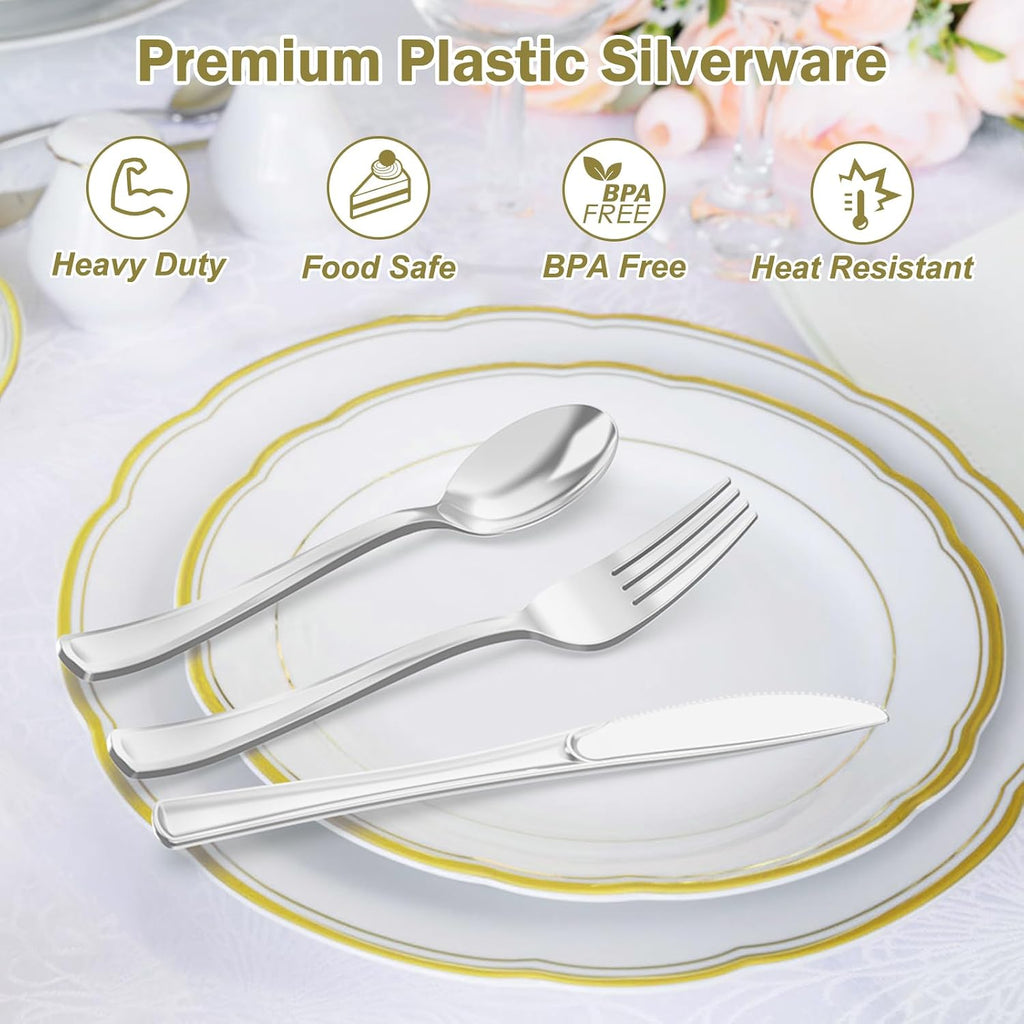 200 Count Heavy Duty Silver Plastic Silverware