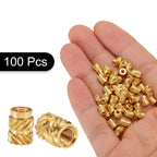 uxcell 100pcs M2.5 Threaded Inserts Brass Heat Set Insert M2.5x6mm, OD 4.5mm Knurled Insert Nuts, 3D Printing Brass Nuts Female Threaded Inserts Nuts