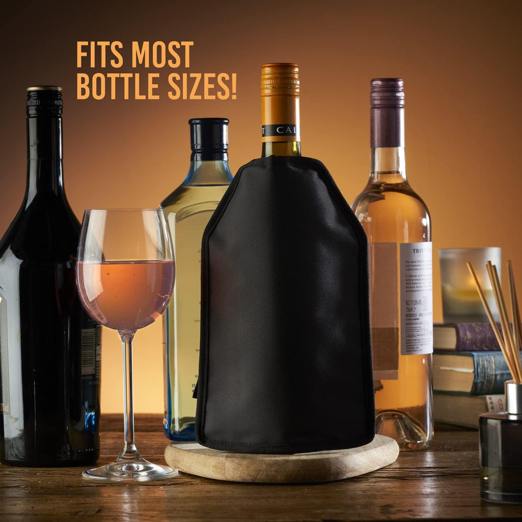 Wine Cooler Sleeve Solid Gel Wine Sleeve, Reusable Bottle Cooler, Black