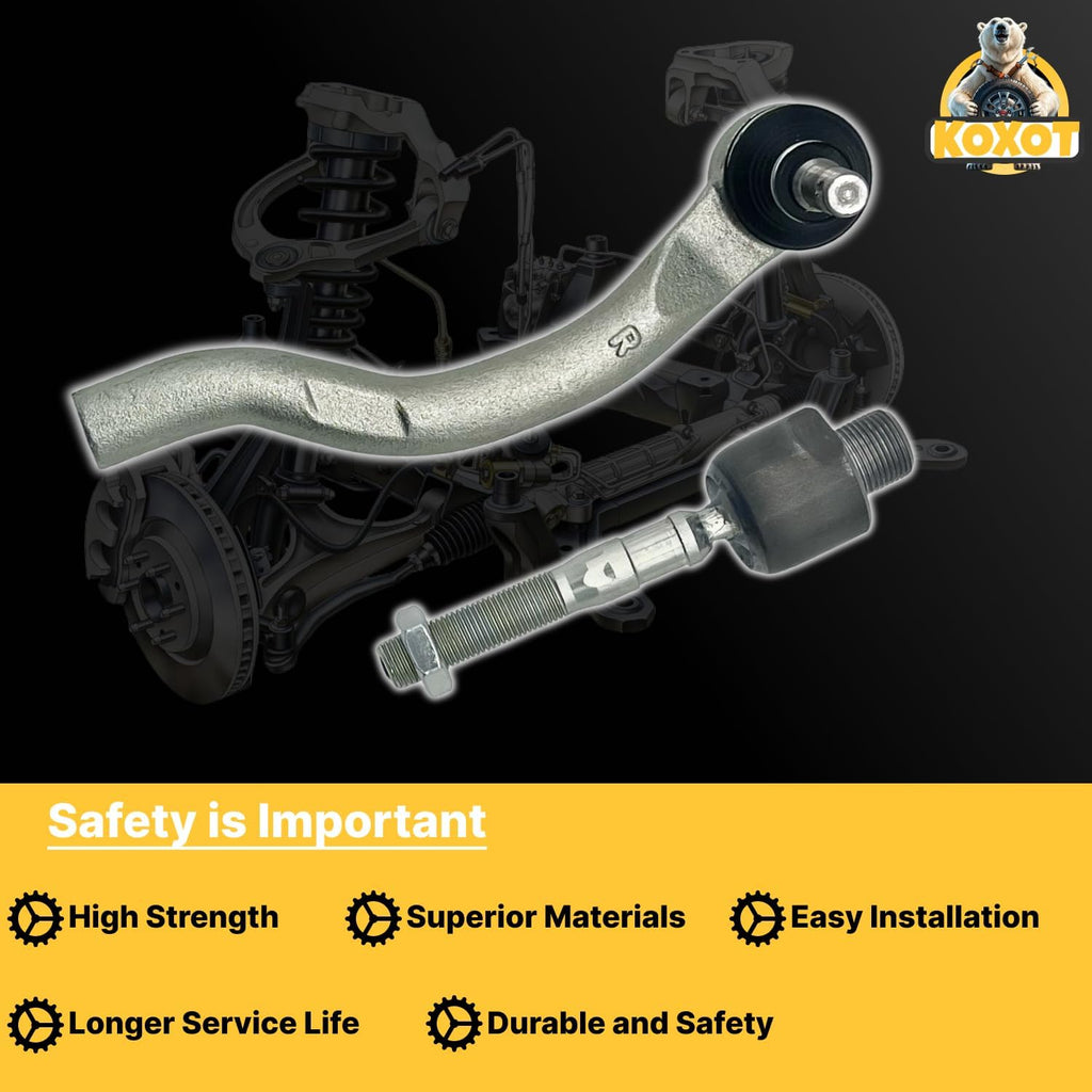 4pcs Front Inner & Outer Tie Rod Ends Kit