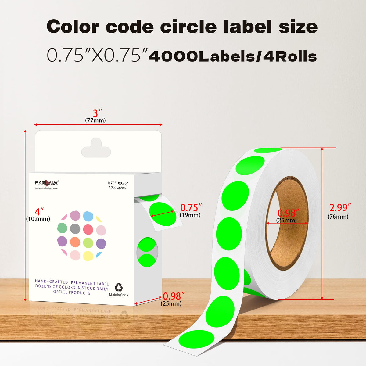 0.75 inch Colored Dot Stickers 4 Rolls 4000pcs Blue Round Marking Label