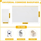 Bedside Commode Liners with Pads, 100 Bags + 100 Pads