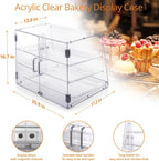 3-Tray Bakery Display Case, Acrylic Clear Display Case Countertop for Bread Pastry Dessert Food Cookie Display