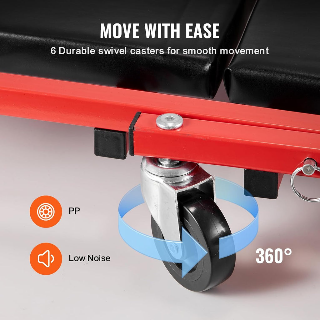 Foldable Z Garage Creeper, 36 in, 300 lbs Load Capacity Rolling Folding Mechanic Creeper Stool, with 6 Wheels Tool