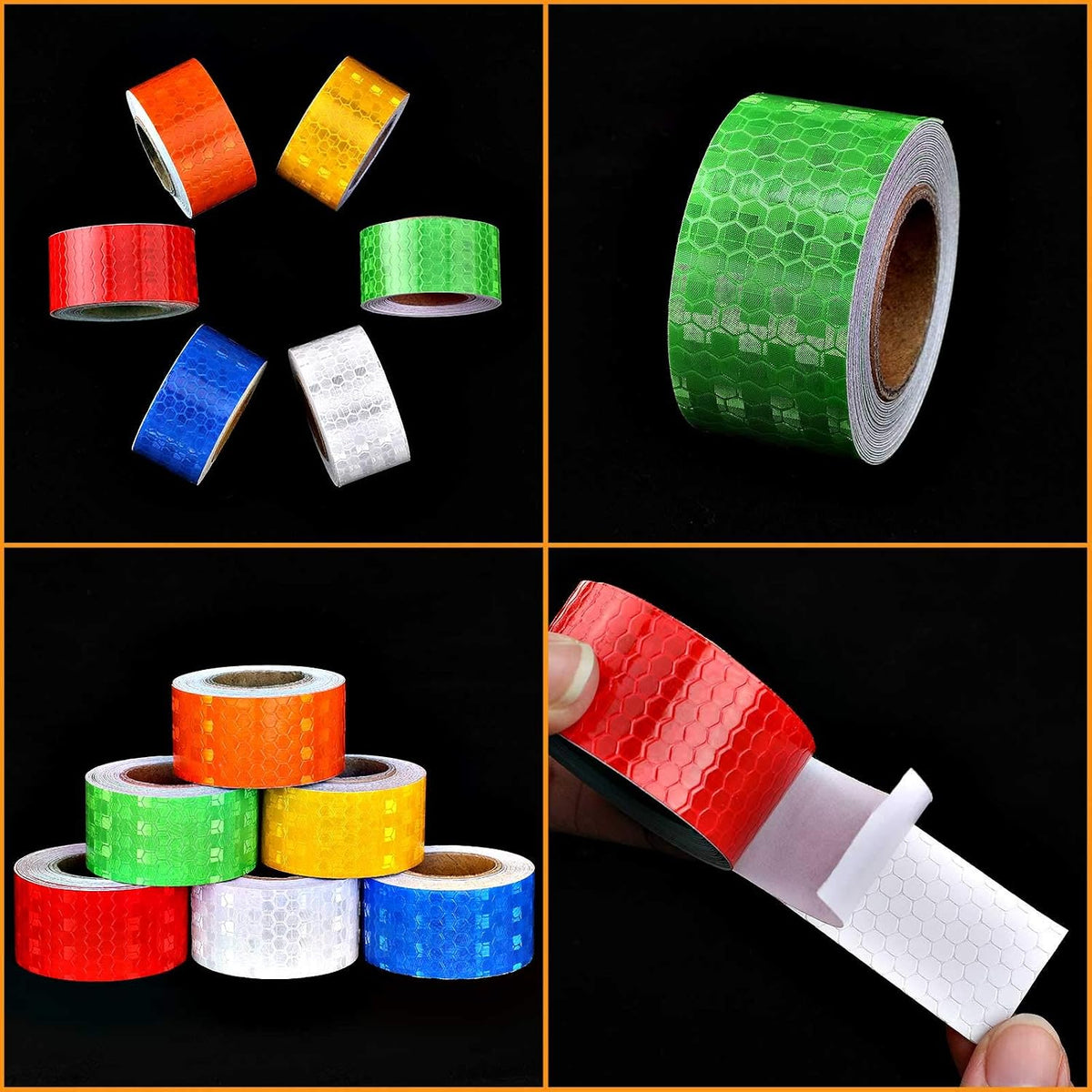 6 Rolls Reflective Tape Outdoor Waterproof, Multicolor, 1 in x 10 ft