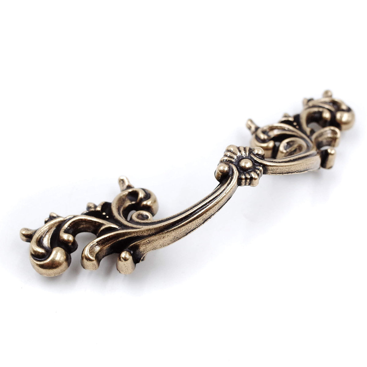 French Provincial Drawer Pulls - 6-Pack, Antique Brass, 2-1/2" Hole Centers, Vintage Shabby Chic Pulls for Dresser