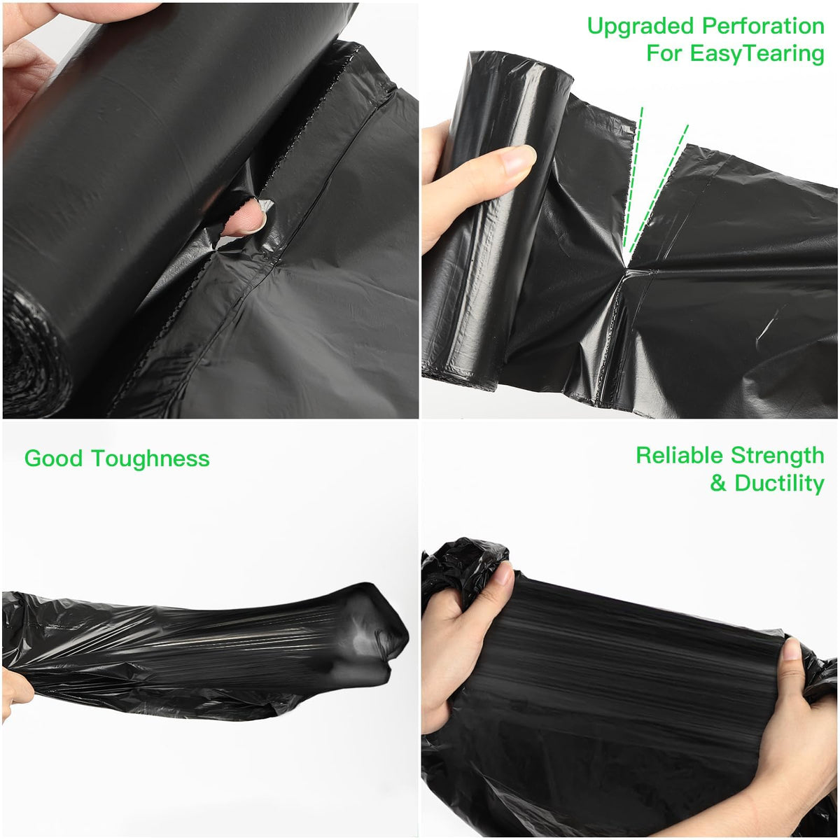 5 Gallon Biodegradable Garbage Bags - 200 Pack Black Trash Bag Large Capacity Leakproof & Strong Recycled Bulk Waste
