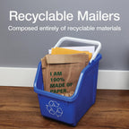 8 x 13 Curbside Recyclable Mailers, Brown Kraft Paper Padded Mailers, Self Seal Closure is Made with Water Based